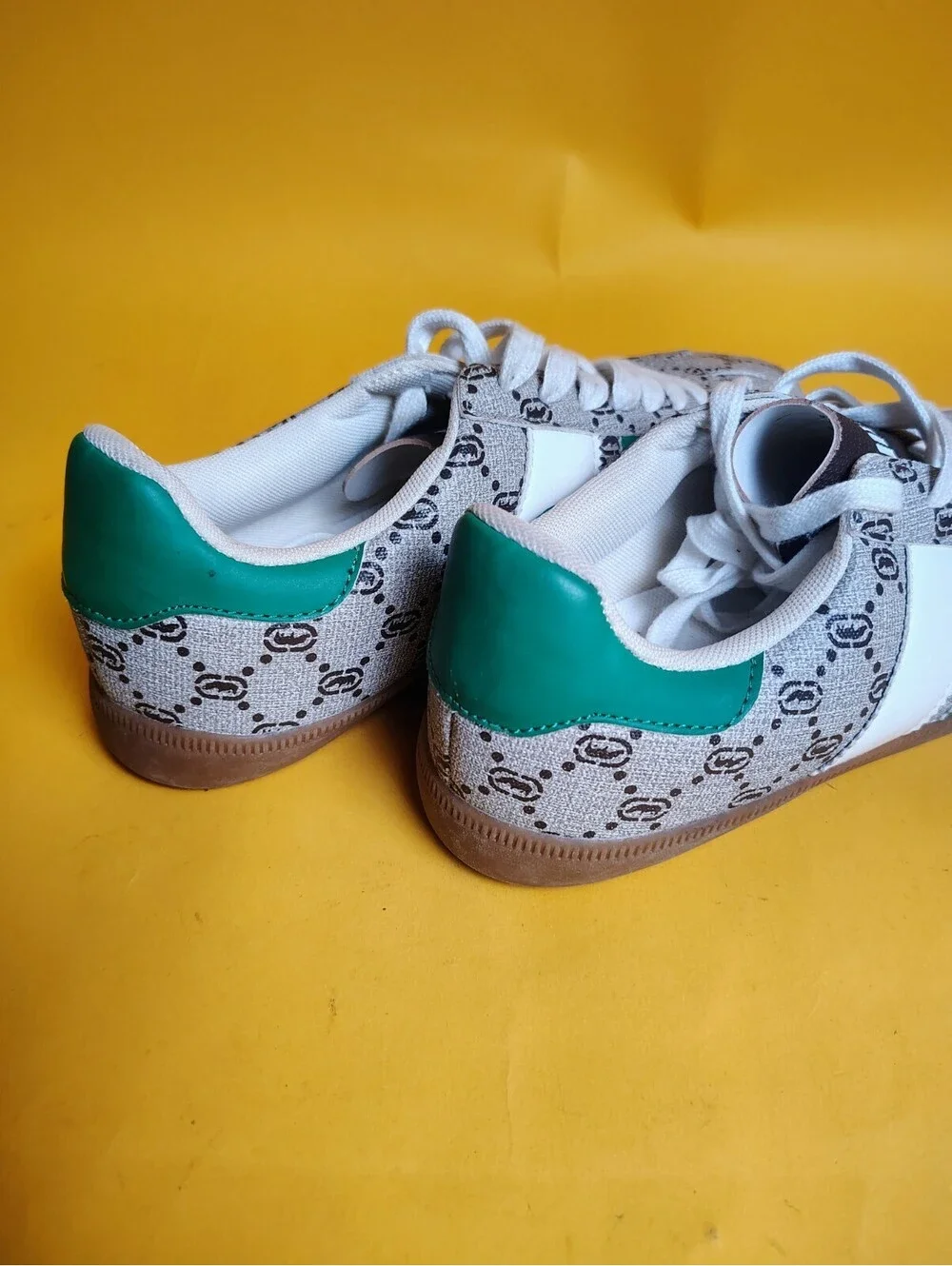 Ecko Unltd Monogram Low Top Sneakers Green White Grey Rhino Men's Size 8.5 Used